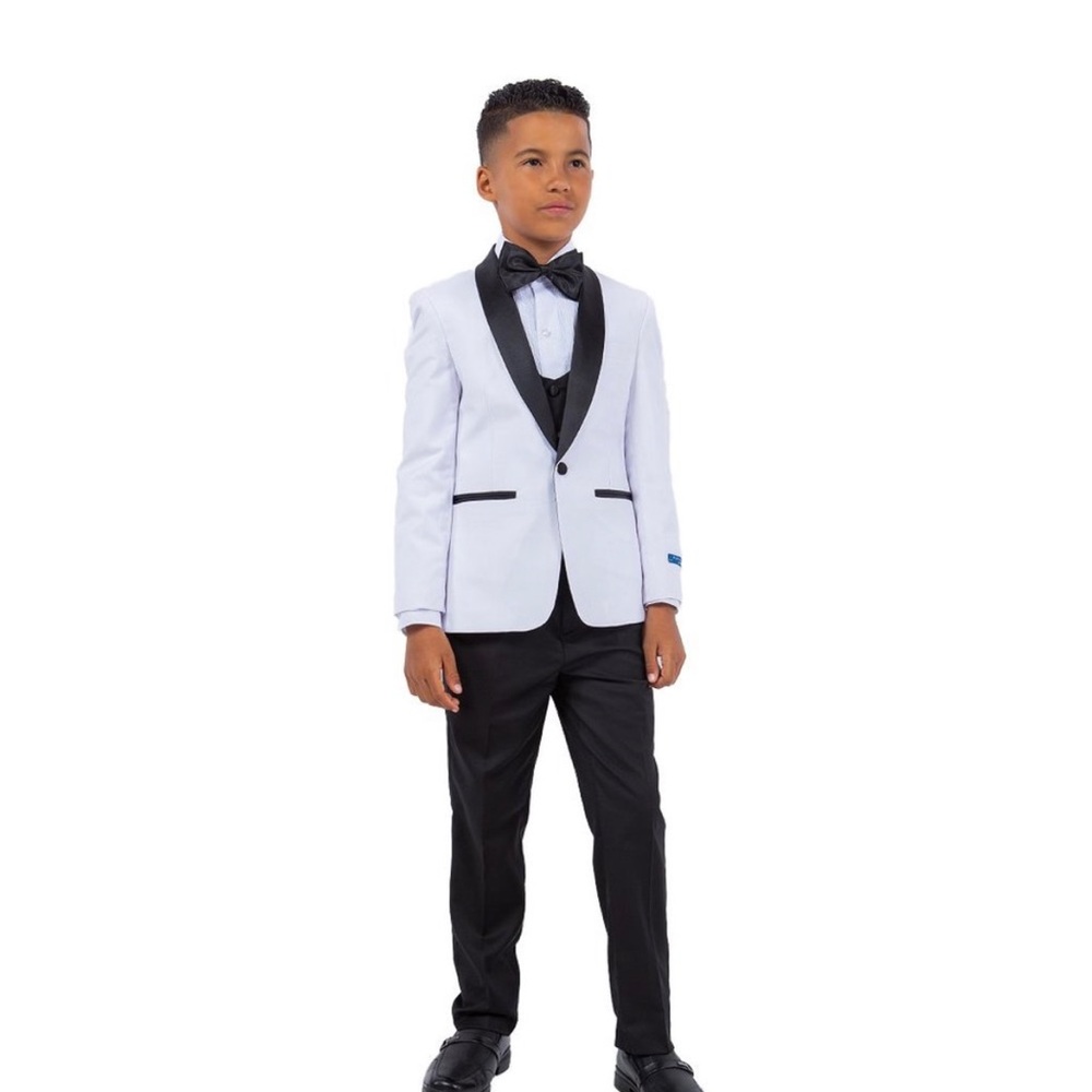 BRAND NEW WITH TAGS Perry Ellis boy’s white 5 piece tuxedo size 10